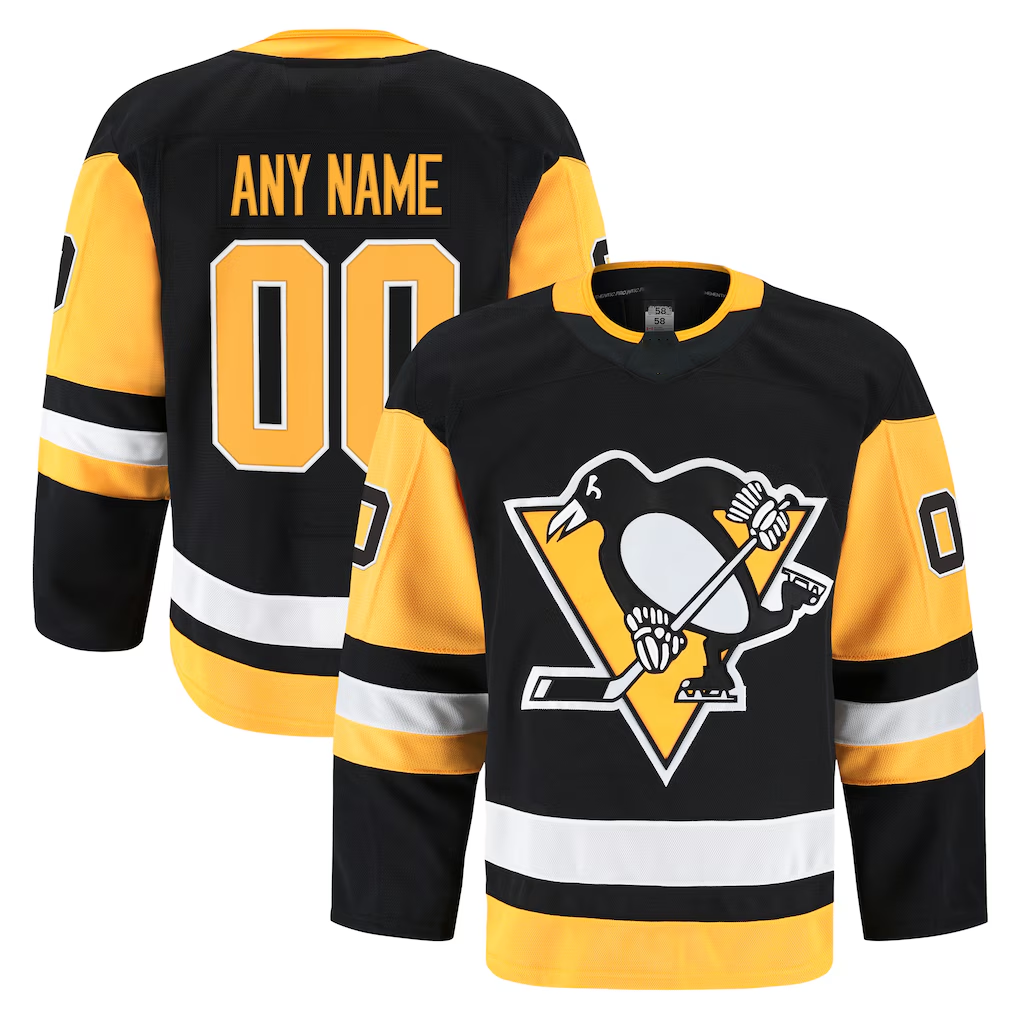 Ndoa Custom P.Penguins Black Home Authentic Pro Jerseys