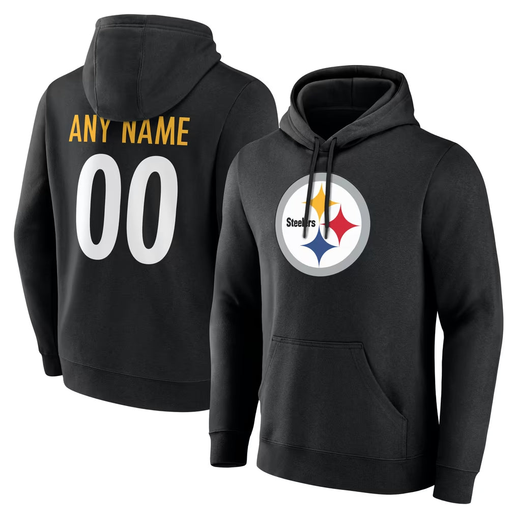 Ndoa Custom P.Steelers Blck LOGO Pullover Hoodies Limited Any Name & Numbers Stitched Jerseys