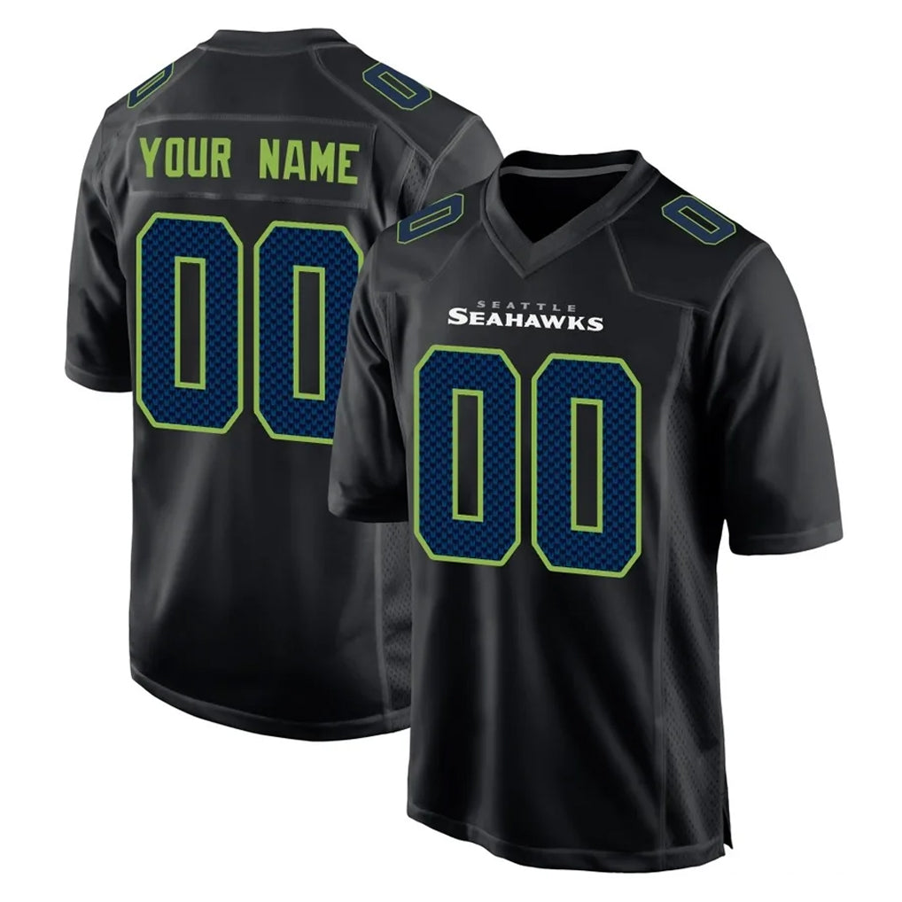Ndoa Custom S.Seahawks Black Limited Fashion Home Game Any Name & Numbers Stitched Jerseys