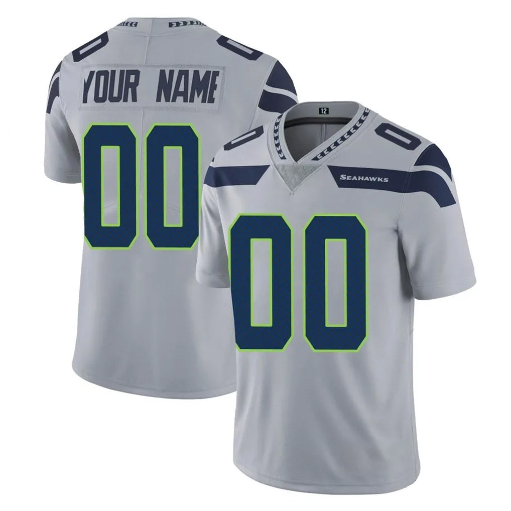 Ndoa Custom S.Seahawks Gray Limited Vapor Untouchable Home Game Any Name & Numbers Stitched Jerseys