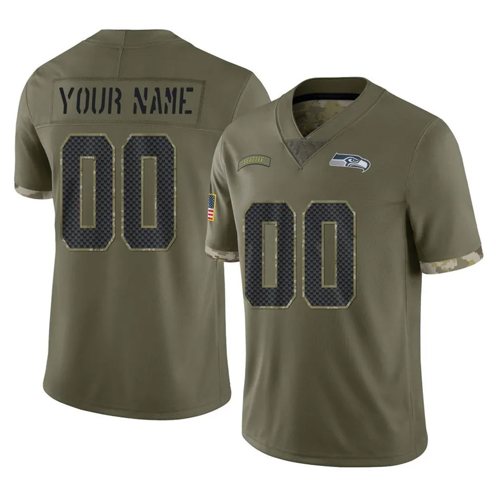 Ndoa Custom S.Seahawks Olive Limited Salute To Service Home Game Any Name & Numbers Stitched Jerseys