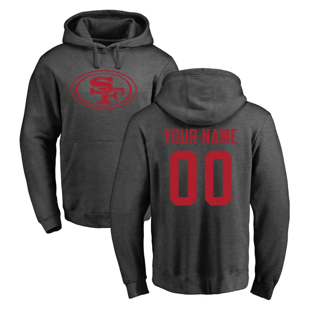 Ndoa Custom SF.49ers Anthracite Pullover Hoodies Home Game Any Name & Numbers Stitched Jerseys