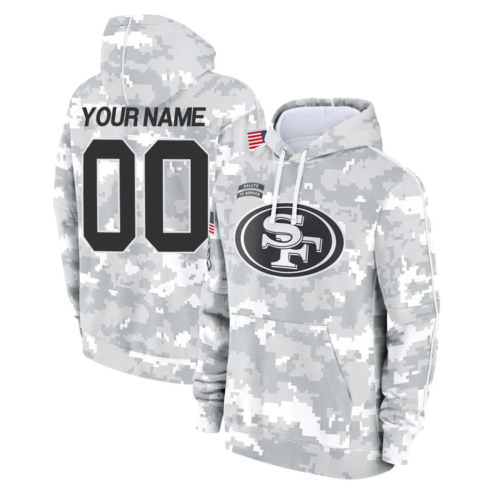Ndoa Custom SF.49ers Arctic Camo Limited Salute to Service Pullover Hoodies Game Any Name & Numbers Stitched Jerseys