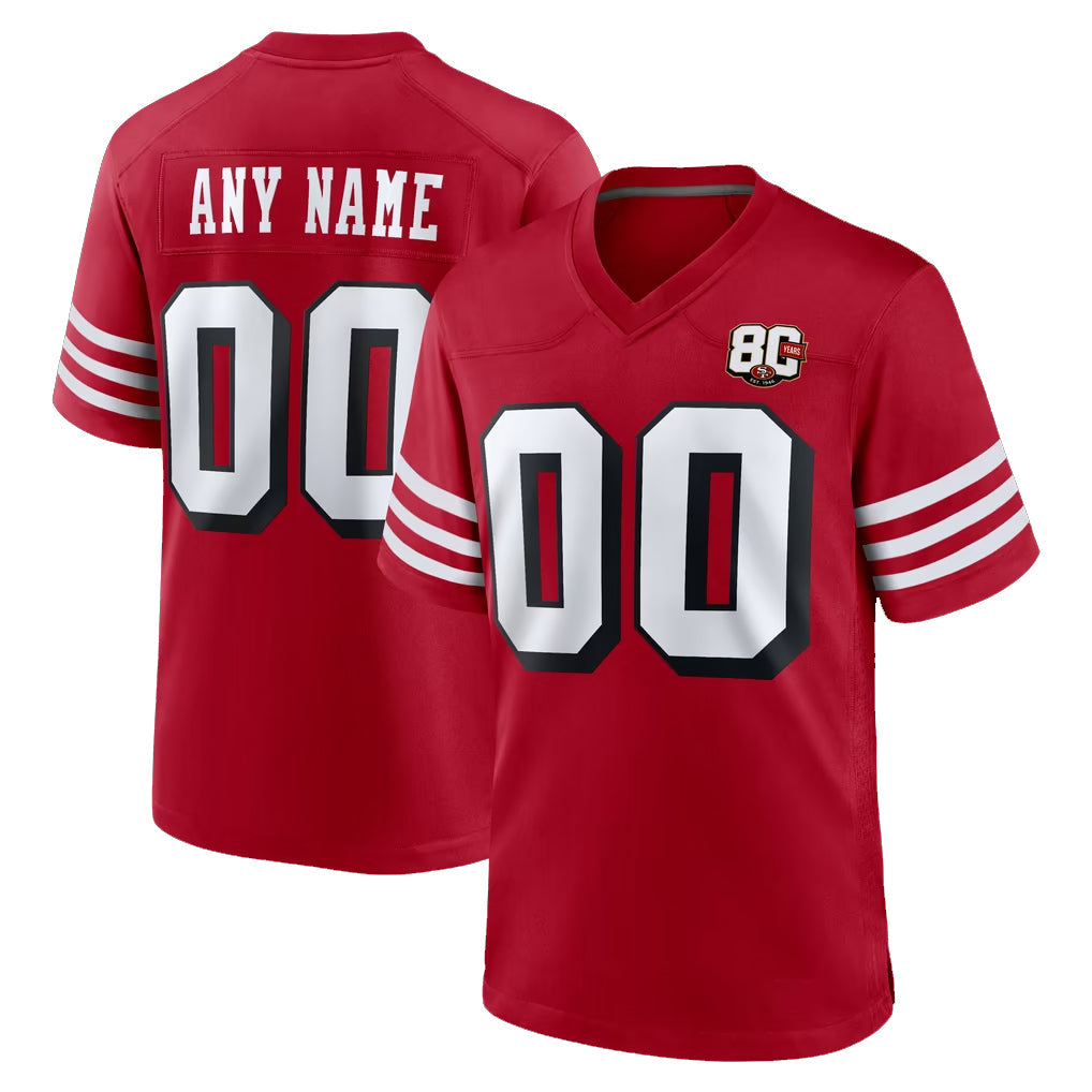 Ndoa Custom SF.49ers Red Limited Alternate 80th Vapor Home Game Any Name & Numbers Stitched Jerseys