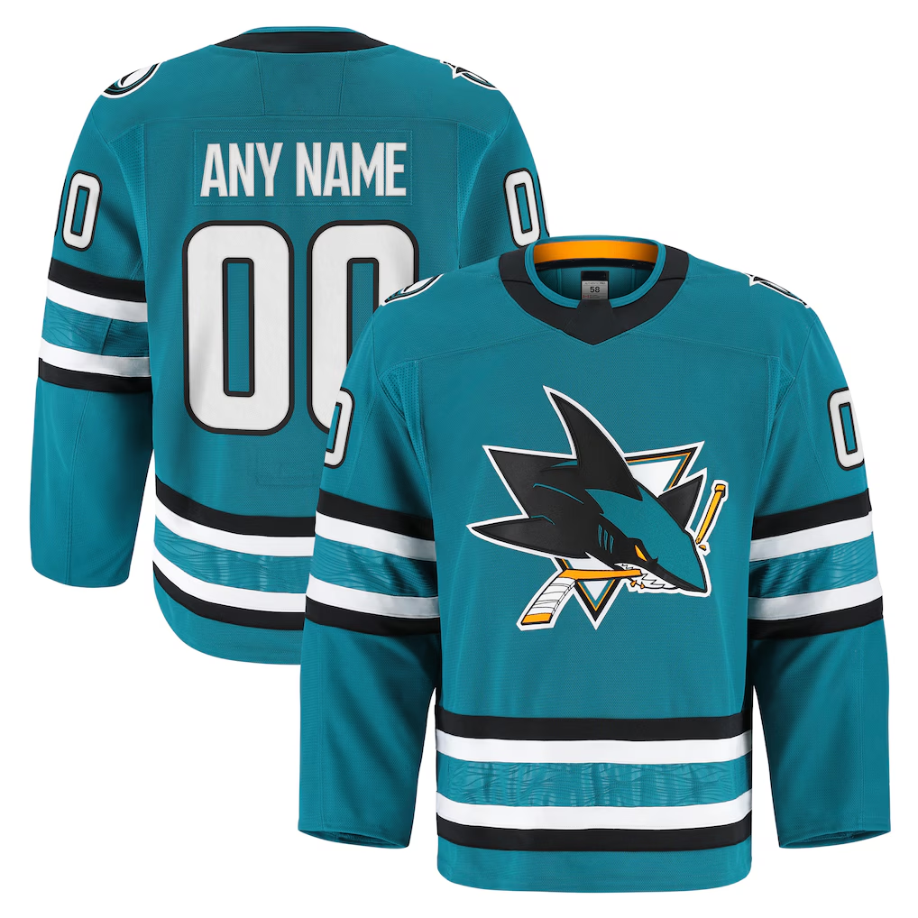 Ndoa Custom S.Jose Sharks Teal Home Authentic Pro Jerseys