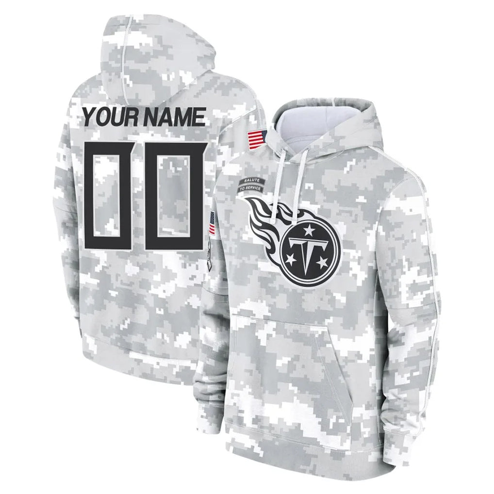Ndoa Custom T.Titans Camo Arctic Salute to Service Pullover Hoodies Home Game Any Name & Numbers Stitched Jerseys