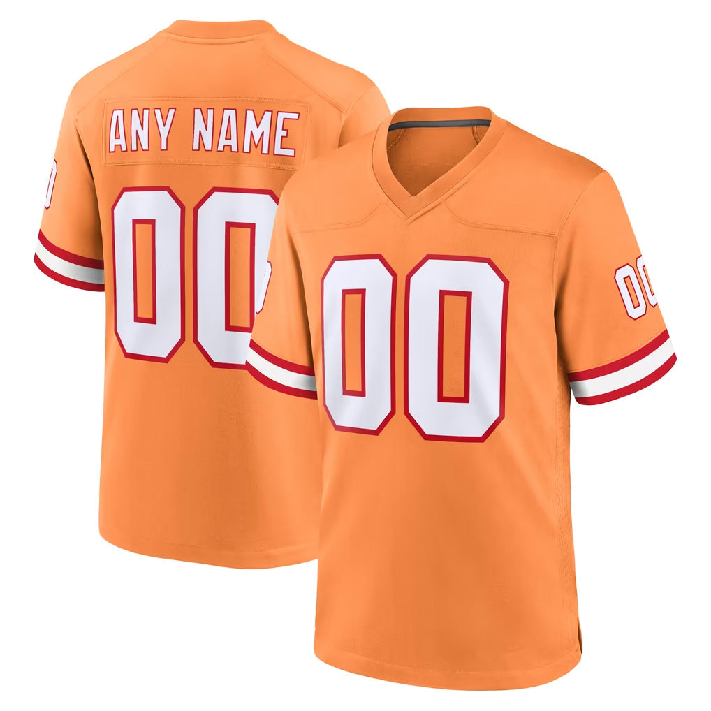 Ndoa Custom TB.Buccaneers Orange Throwback Home Game Any Name & Numbers Stitched Jerseys