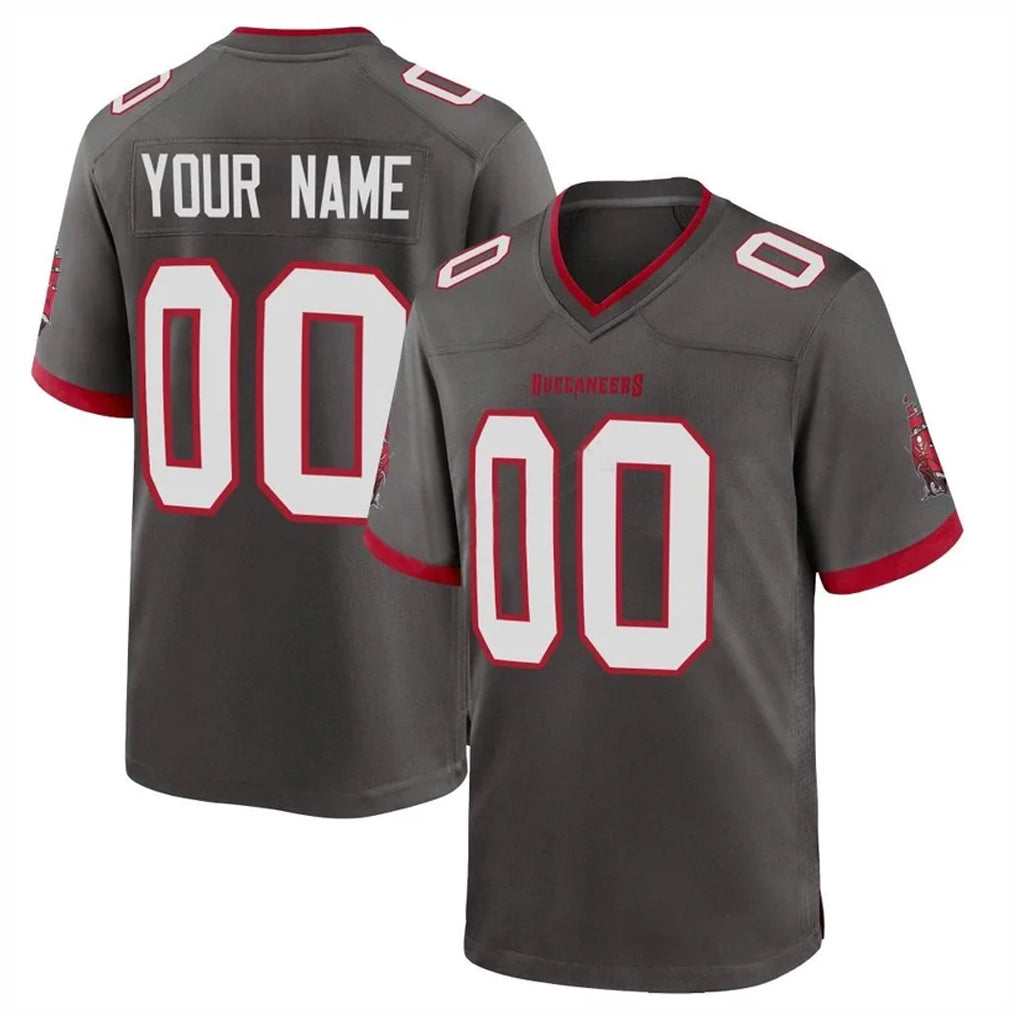 Ndoa Custom TB.Buccaneers Pewter Alternate Home Game Any Name & Numbers Stitched Jerseys