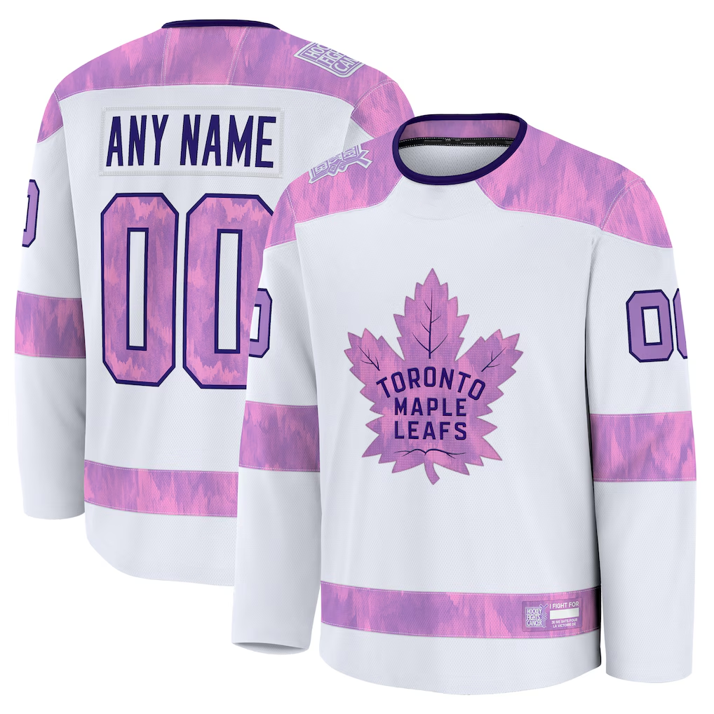 Ndoa Custom T.Maple Leafs White 2024 Hockey Fights Cancer Practice Jerseys