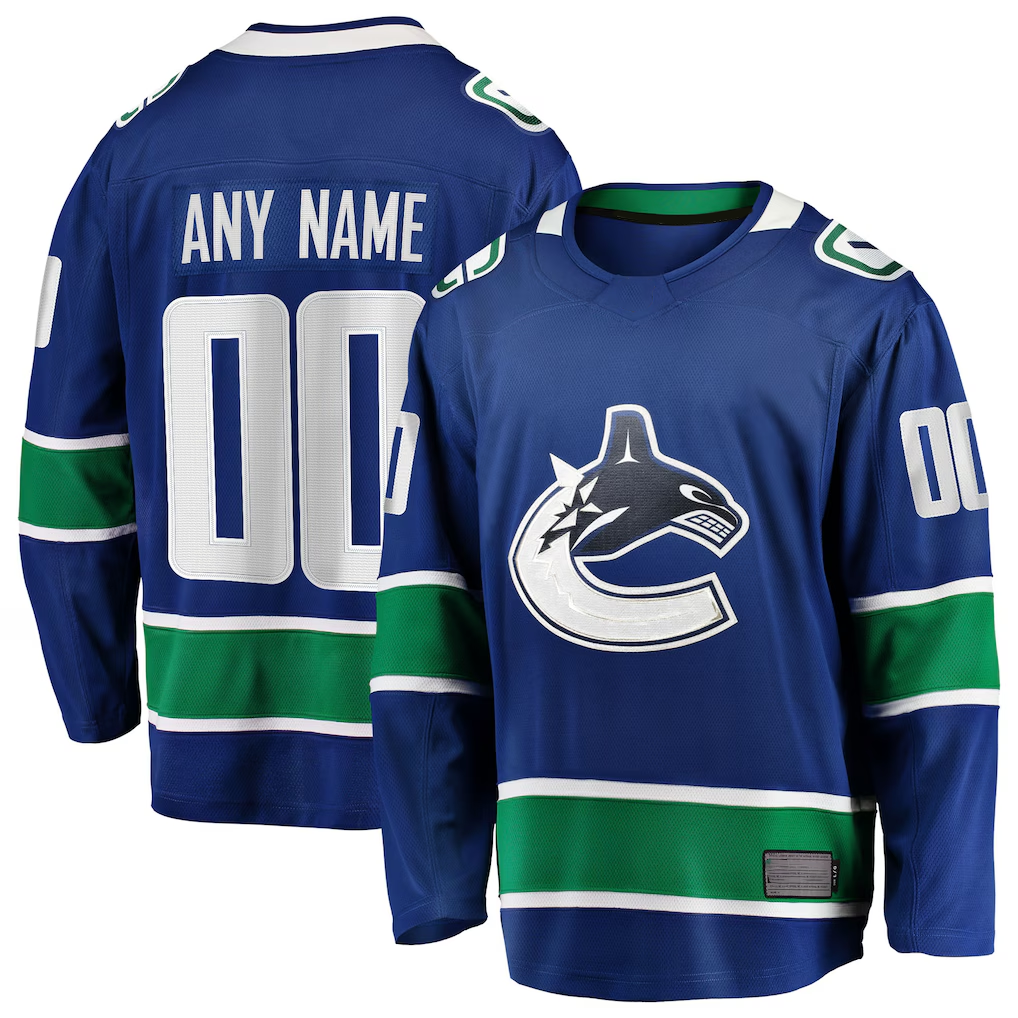 Ndoa Custom V.Canucks Blue Home Team Breakaway Jerseys
