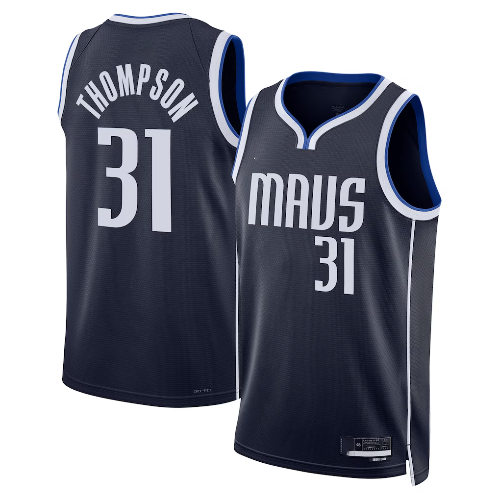 Ndoa D.Mavericks #31 Klay Thompson Navy Statement Edition Swingman Stitched Jerseys