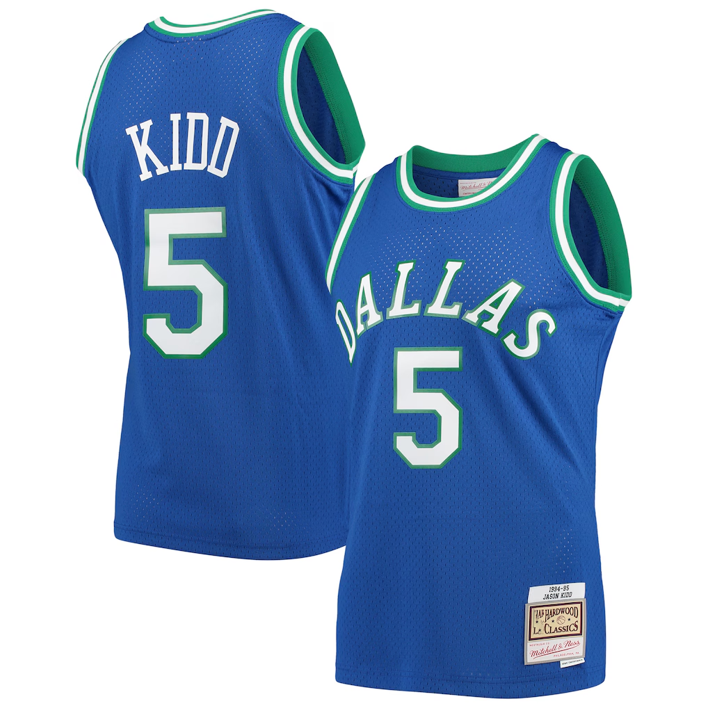 Ndoa D.Mavericks #5 Jason Kidd Mitchell & Ness Blue 1994-1995 Hardwood Classics Swingman Jerseys