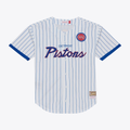 Ndoa D.Pistons Mitchell & Ness White Head Coach Pinstripe Mesh Full-Button Baseball Jerseys