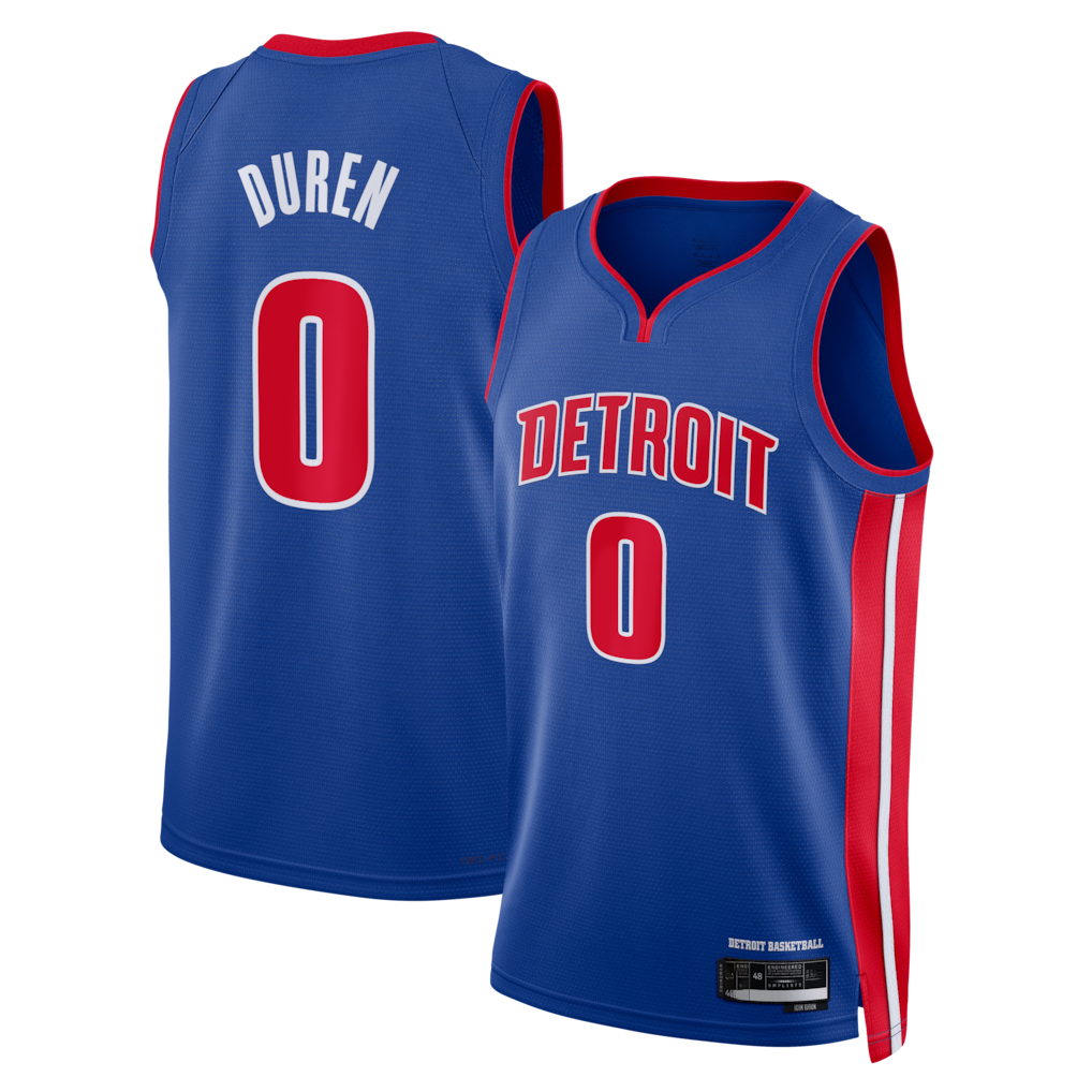 Ndoa D.Pistons #0 Jalen Duren Blue Swingman Jerseys - Icon Edition