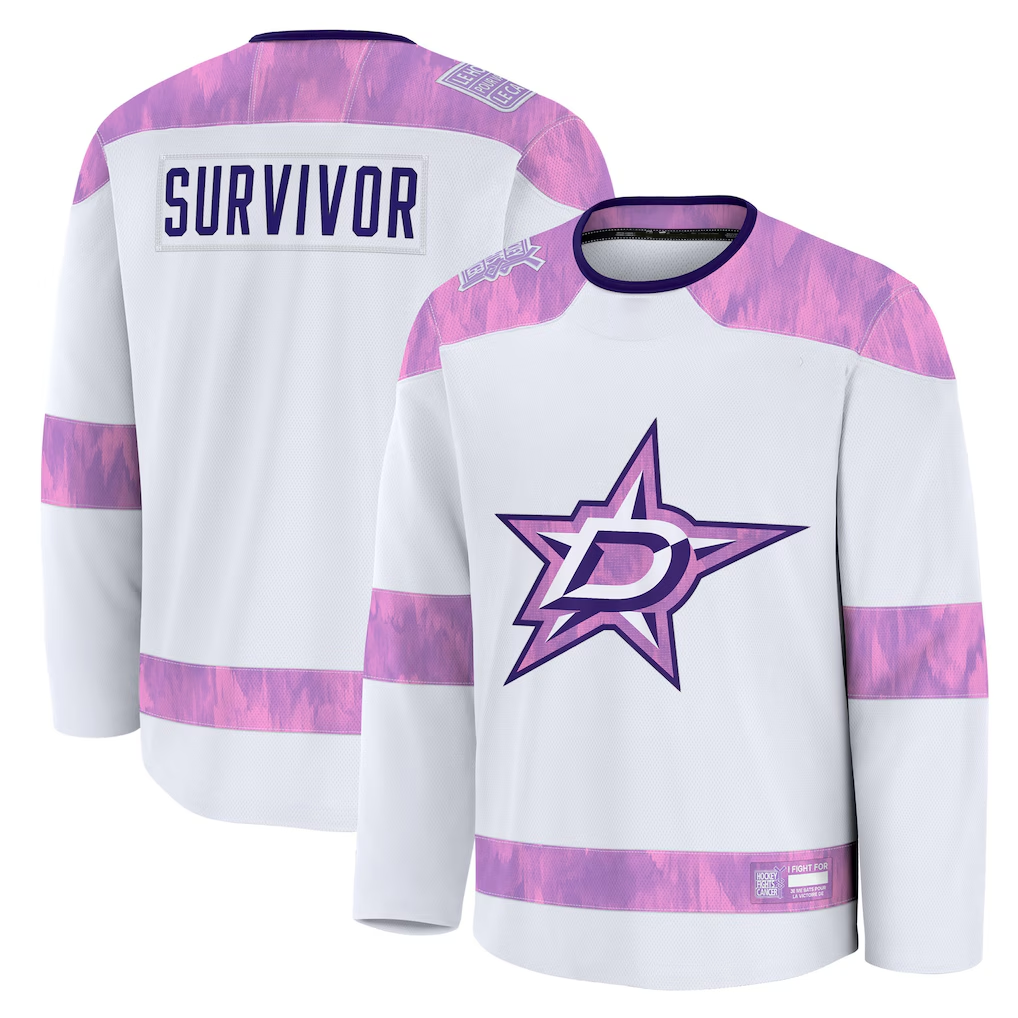 Ndoa D.Stars White Hockey Fights Cancer Survivor Practice Jerseys