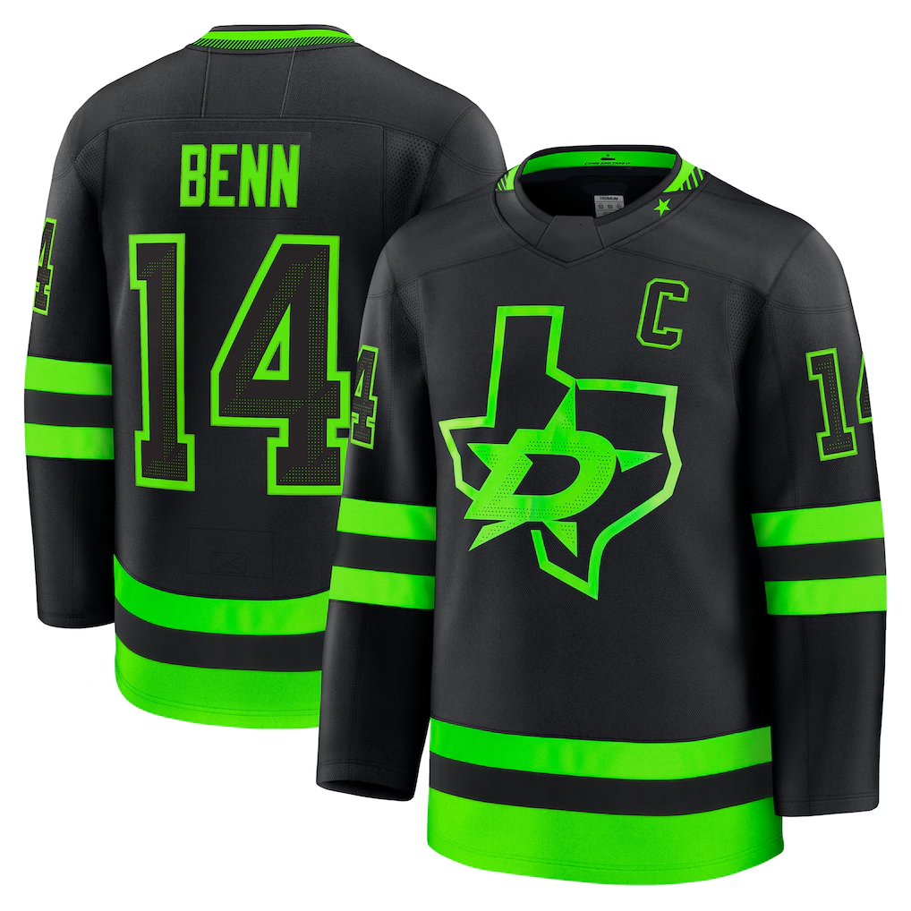 Ndoa D.Stars #14 Jamie Benn Black Alternate Premium Jerseys