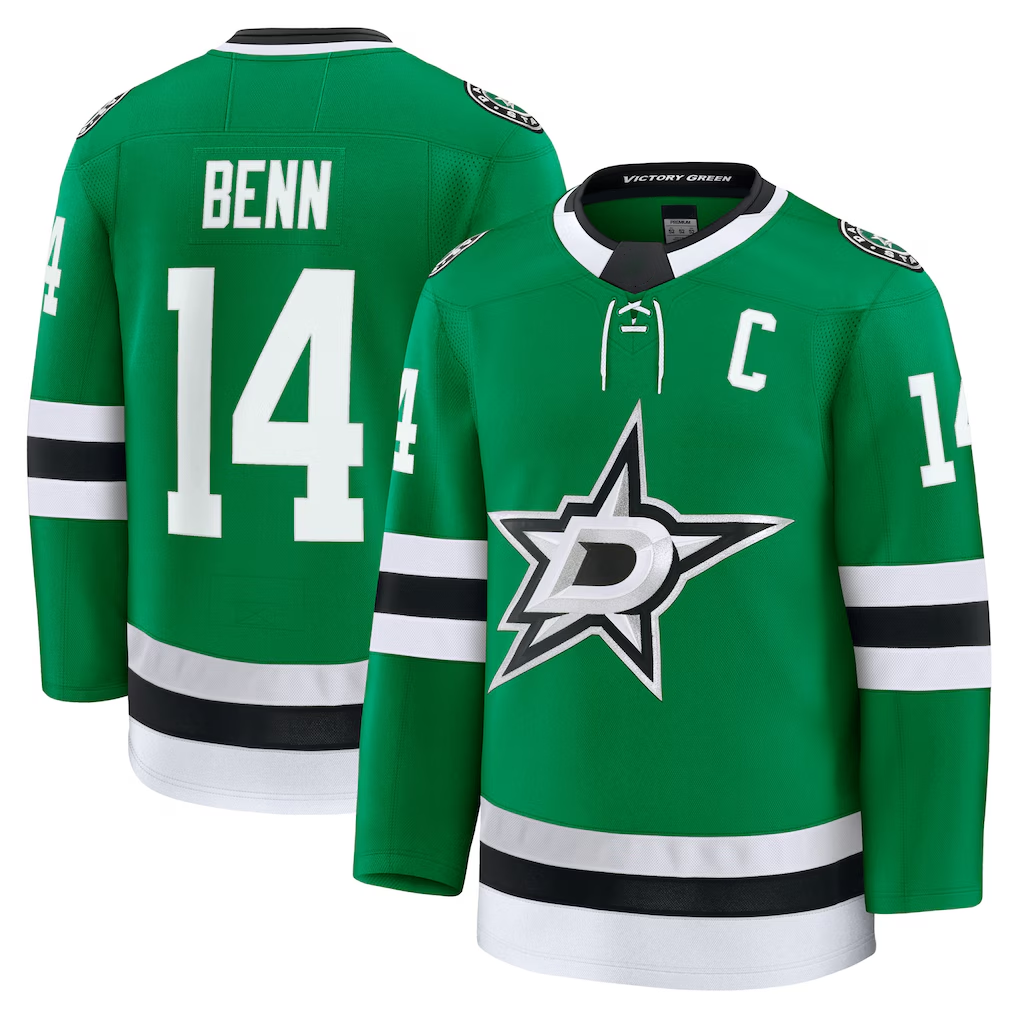 Ndoa D.Stars #14 Jamie Benn Kelly Green Home Premium Jerseys