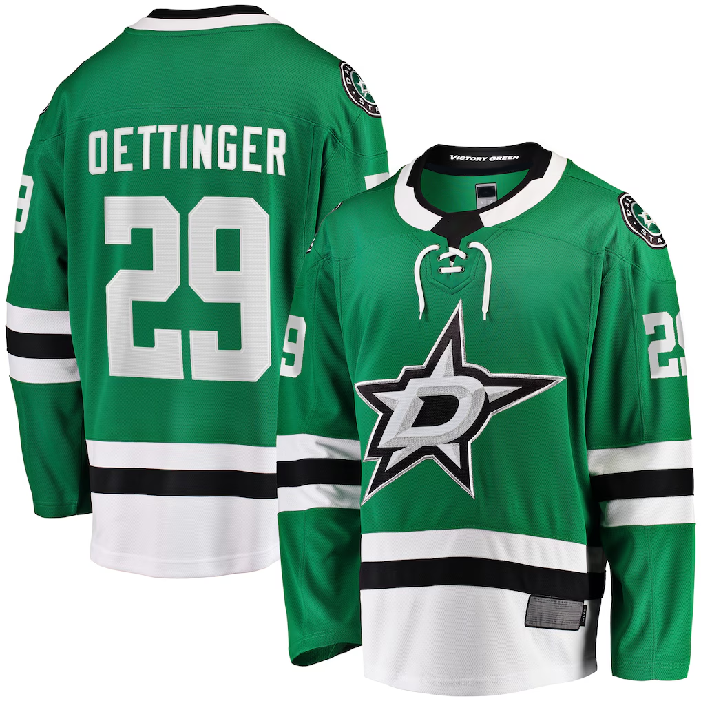 Ndoa D.Stars #29 Jake Oettinger Kelly Green Home Breakaway Player Jerseys