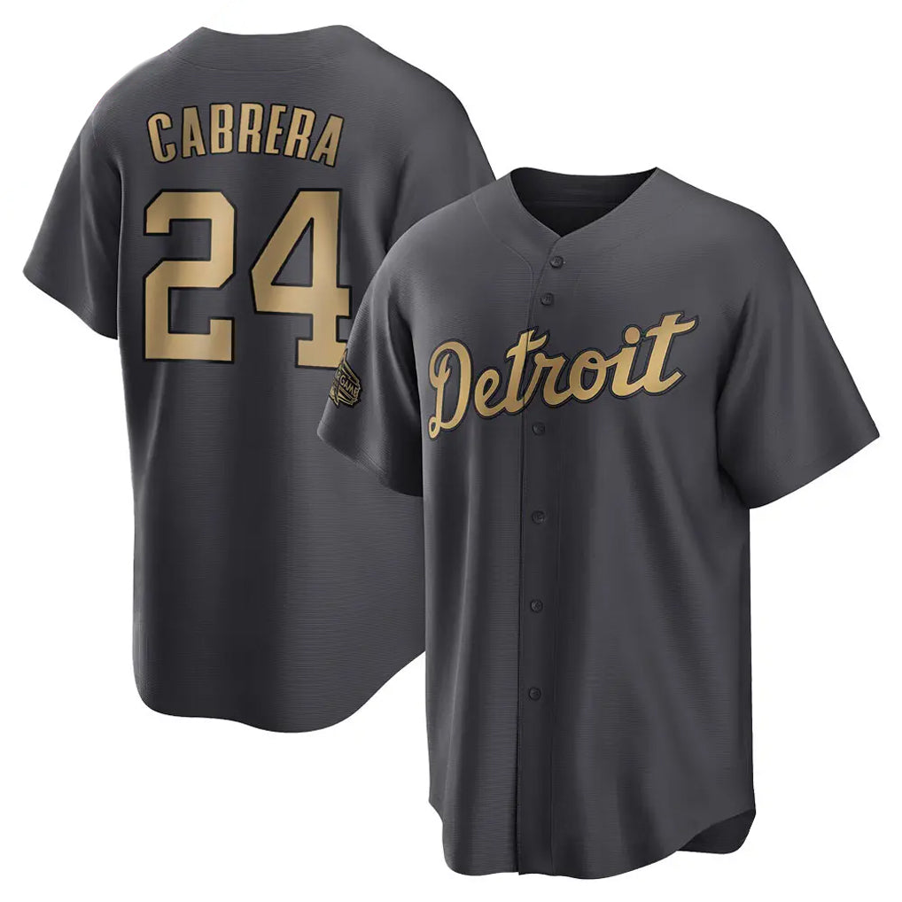 Ndoa D.Tigers #24 Miguel Cabrera Player Charcoal All-Star Home Game Stitched Jerseys