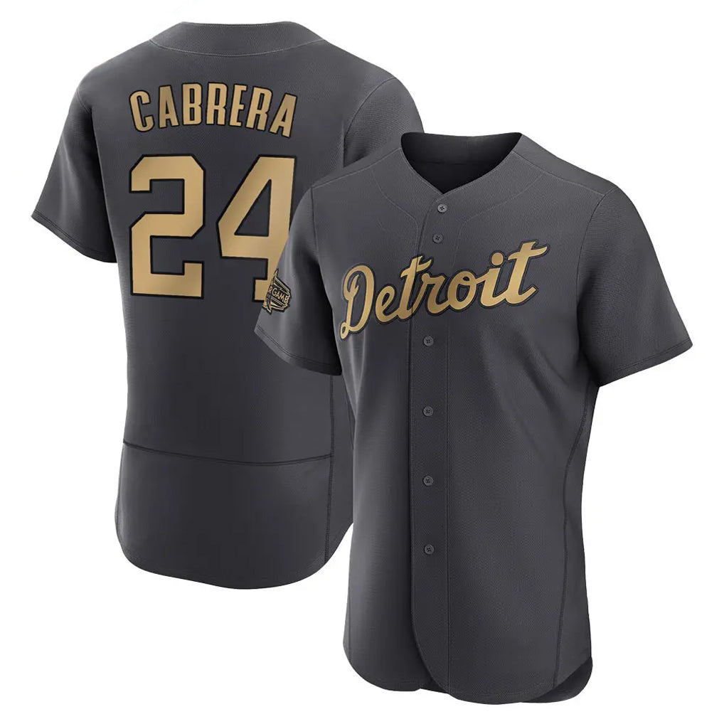 Ndoa D.Tigers #24 Miguel Cabrera Player Charcoal All-Star Limited Elite Home Stitched Jerseys
