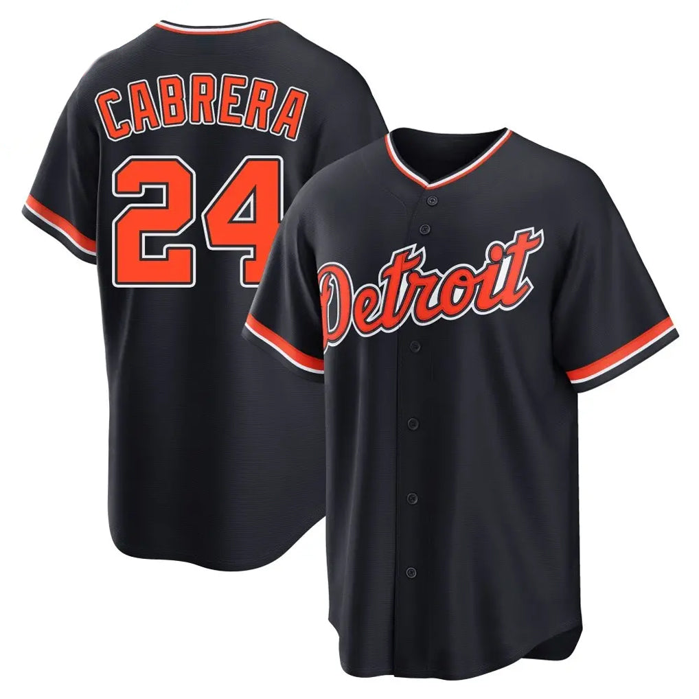 Ndoa D.Tigers #24 Miguel Cabrera Player Navy Home Game Stitched Jerseys