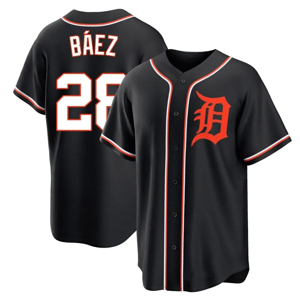 Ndoa D.Tigers #28 Javier B¡§¡éez Player Black Fashion Out Home Game Stitched Jerseys