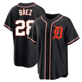 Ndoa D.Tigers #28 Javier B¡§¡éez Player Black Fashion Out Home Game Stitched Jerseys