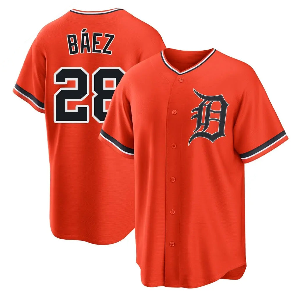 Ndoa D.Tigers #28 Javier B¡§¡éez Player Orange Home Game Stitched Jerseys