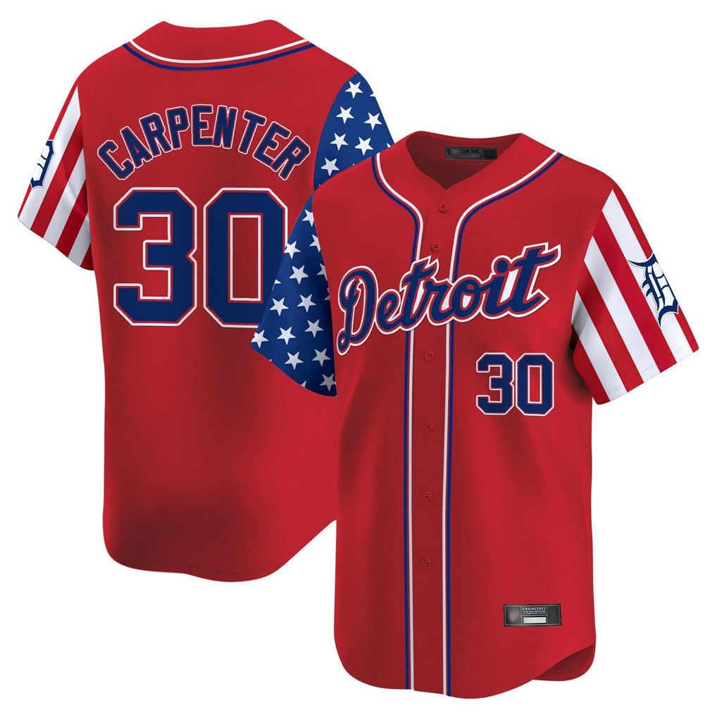 Ndoa D.Tigers #30 Kerry Carpenter Player Red Independence Day Vapor Premier Limited Stitched Jerseys