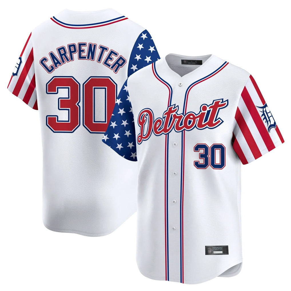 Ndoa D.Tigers #30 Kerry Carpenter Player White Independence Day Vapor Premier Limited Stitched Jerseys