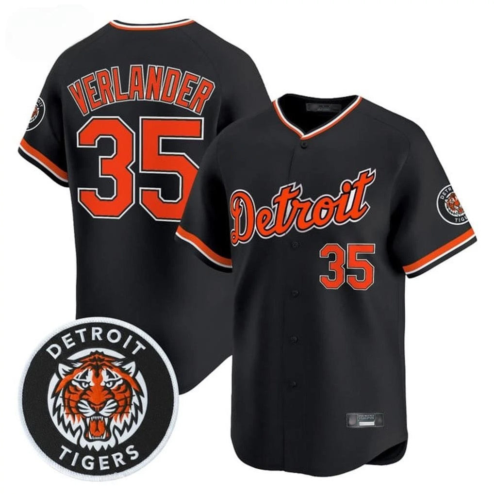 Ndoa D.Tigers #35 Justin Verlander Player Black Limited Home Stitched Jerseys