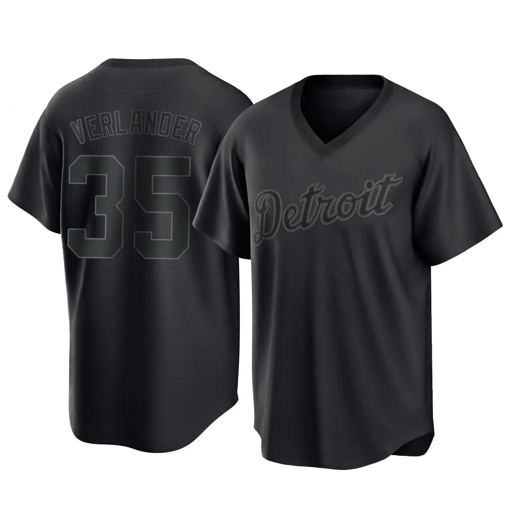 Ndoa D.Tigers #35 Justin Verlander Player Black T-shirt Home Game Stitched Jerseys