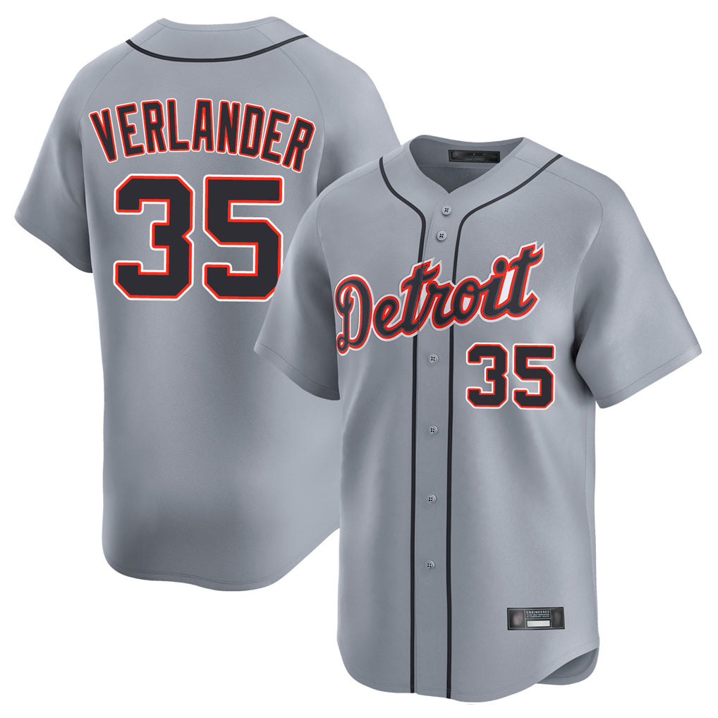 Ndoa D.Tigers #35 Justin Verlander Player Gray Home Limited Stitched Jerseys