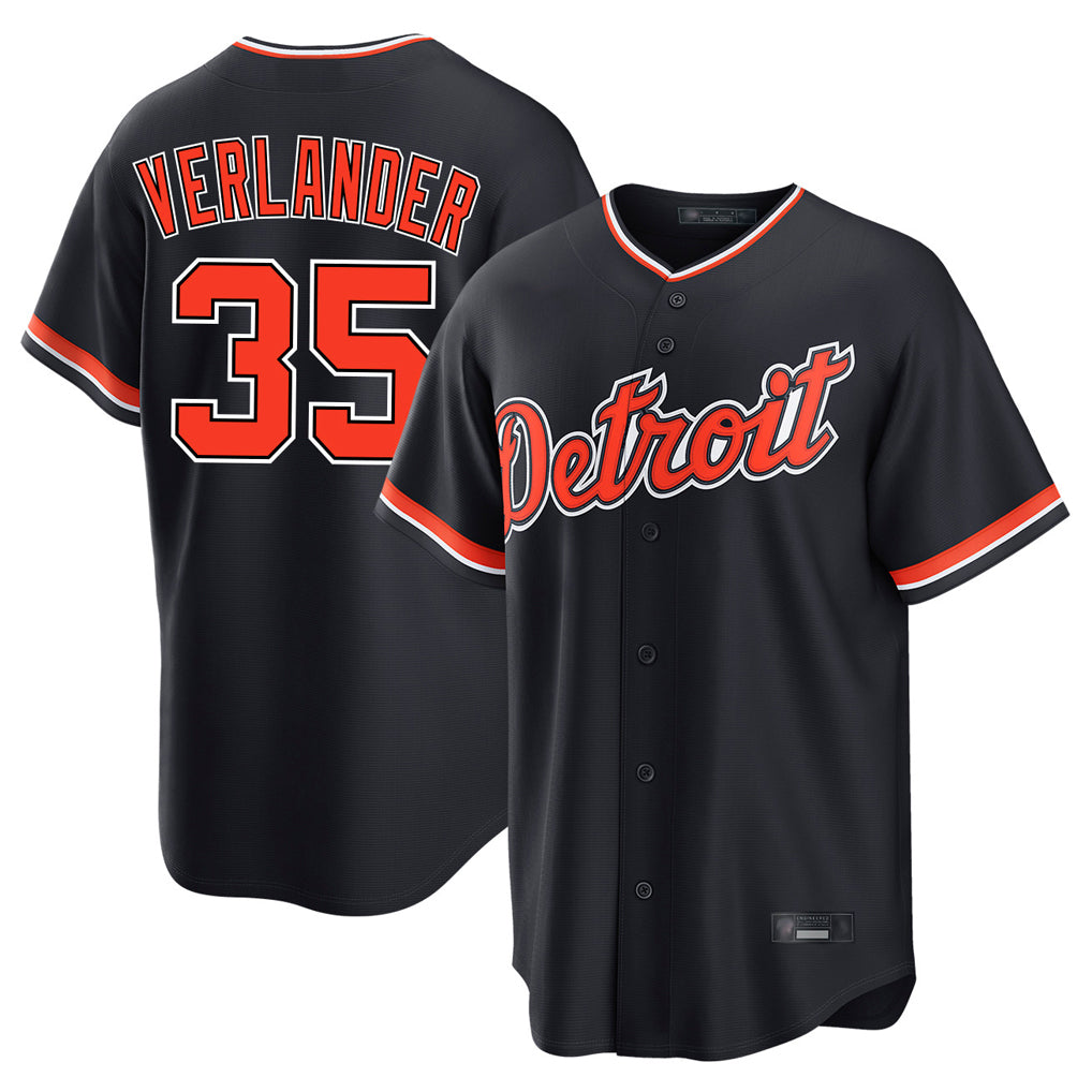 Ndoa D.Tigers #35 Justin Verlander Player Navy Home Game Stitched Jerseys