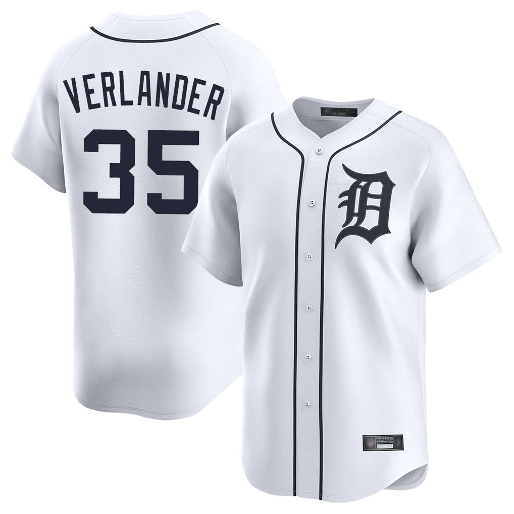 Ndoa D.Tigers #35 Justin Verlander Player White Home Limited Stitched Jerseys