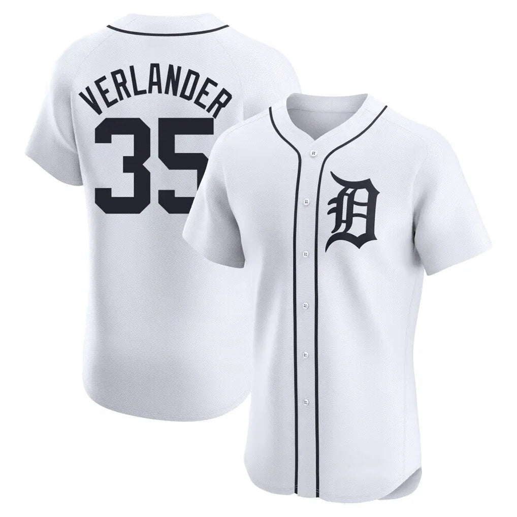 Ndoa D.Tigers #35 Justin Verlander Player White Limited Elite Home Stitched Jerseys