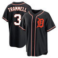 Ndoa D.Tigers #3 Alan Trammell Player Black Fashion Out Home Game Stitched Jerseys