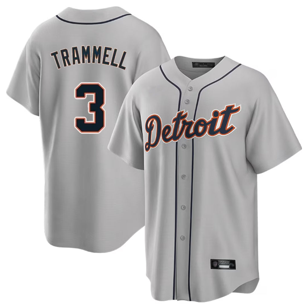 Ndoa D.Tigers #3 Alan Trammell Player Gray Home Game Stitched Jerseys