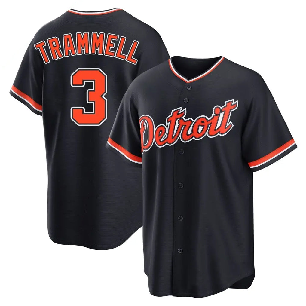 Ndoa D.Tigers #3 Alan Trammell Player Navy Home Game Stitched Jerseys