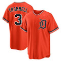 Ndoa D.Tigers #3 Alan Trammell Player Orange Home Game Stitched Jerseys