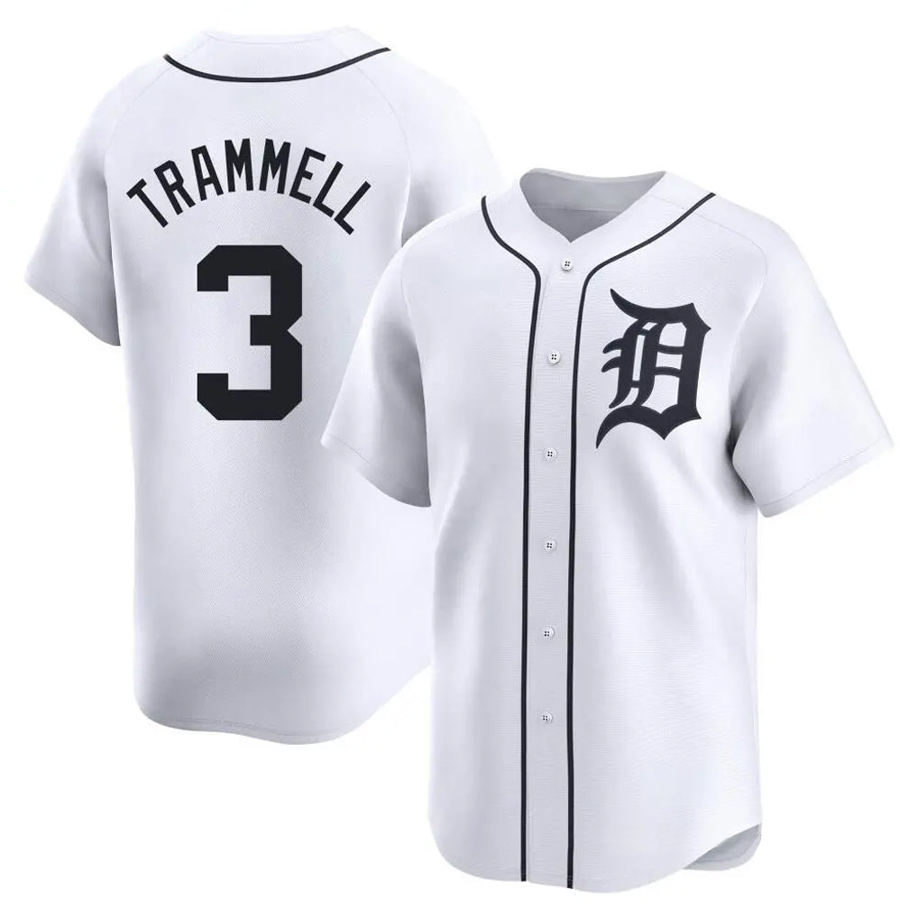 Ndoa D.Tigers #3 Alan Trammell Player White Home Limited Stitched Jerseys