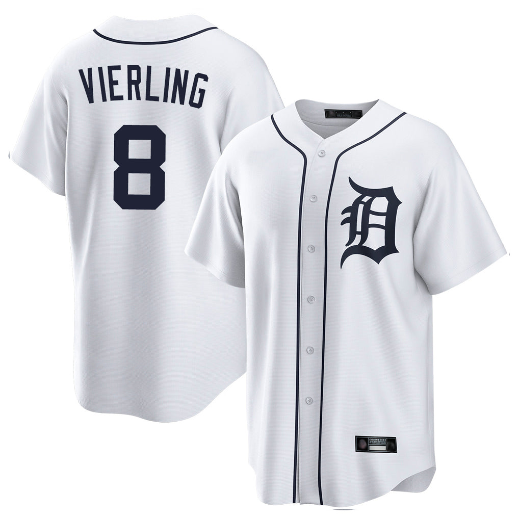Ndoa D.Tigers #8 Matt Vierling Player White Home Game Stitched Jerseys