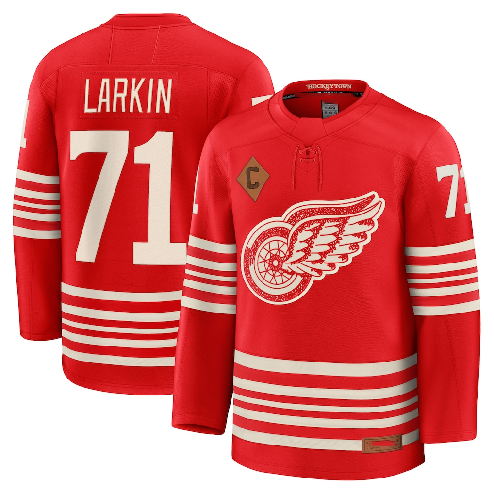 Ndoa D.Red wings #71 Dylan Larkin Red Centennial Premium Player Jerseys