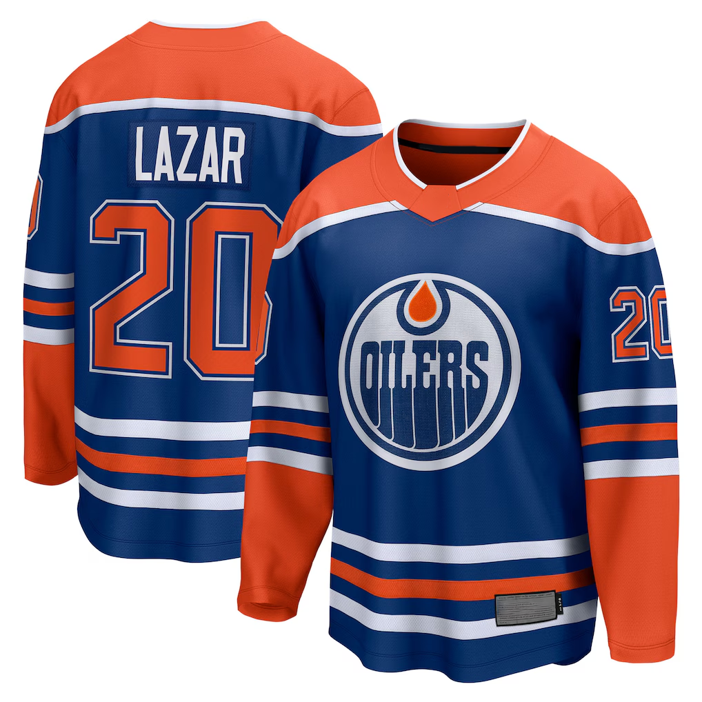Ndoa E.Oilers #20 Curtis Lazar Royal Home Breakaway Jerseys