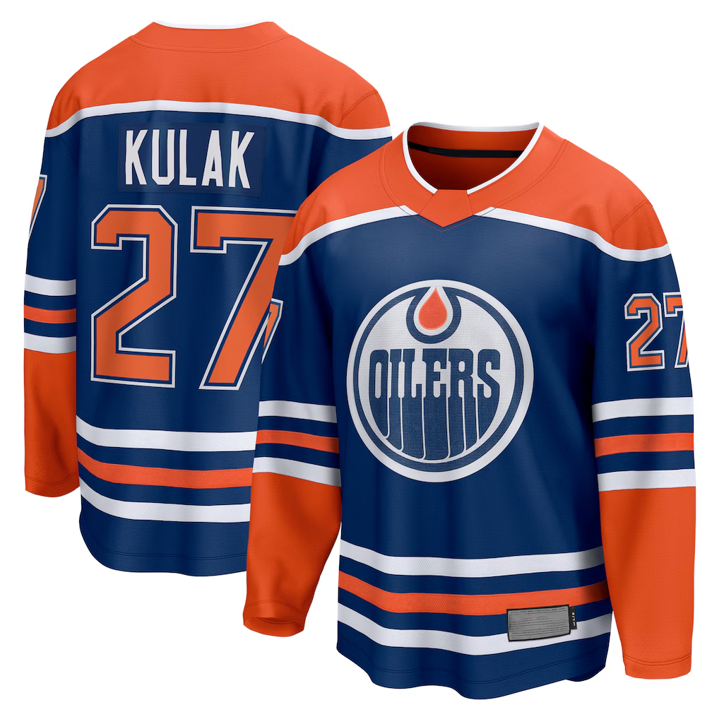 Ndoa E.Oilers #27 Brett Kulak Royal Home Breakaway Player Jerseys