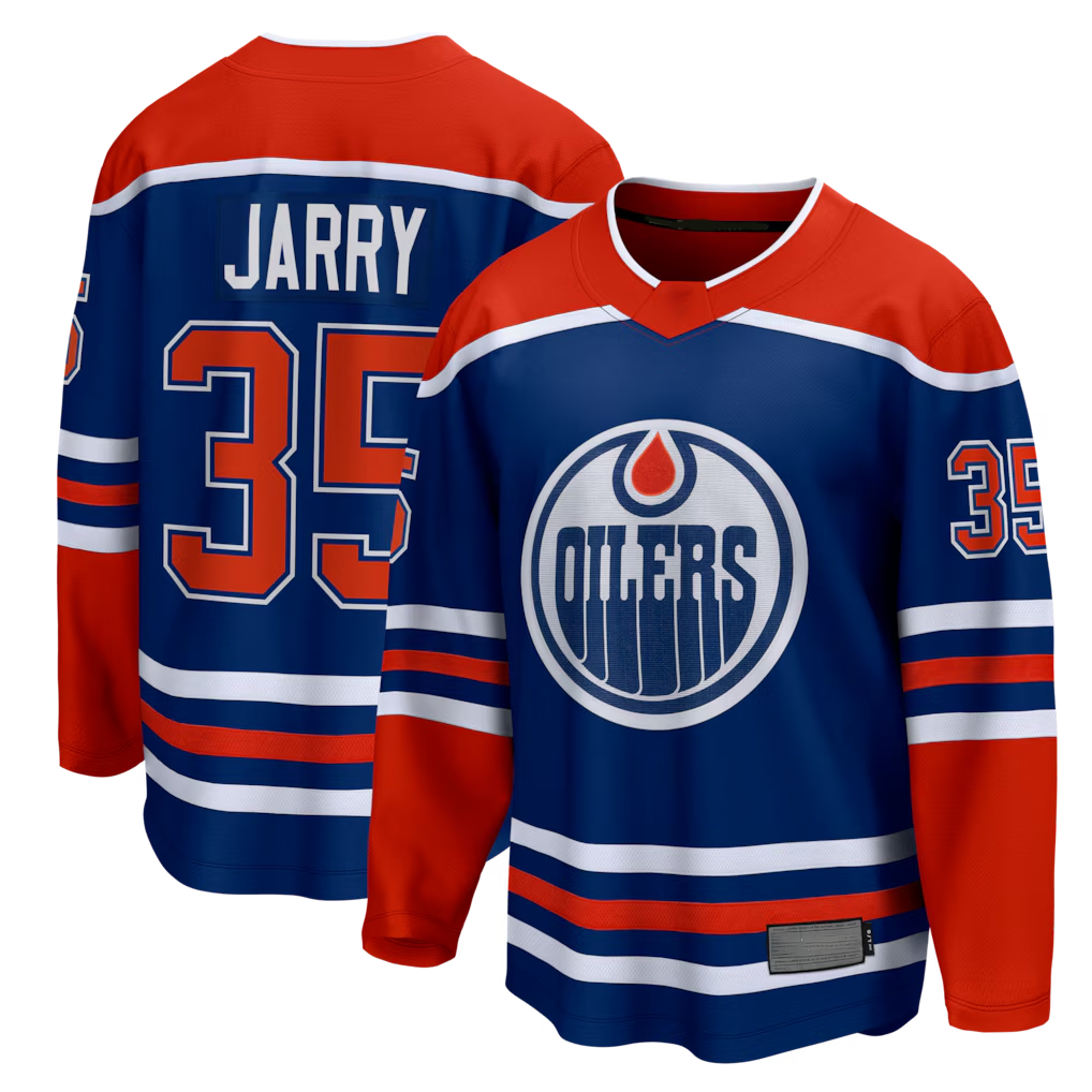 Ndoa E.Oilers #35 Tristan Jarry Royal Home Premier Breakaway Player Jerseys