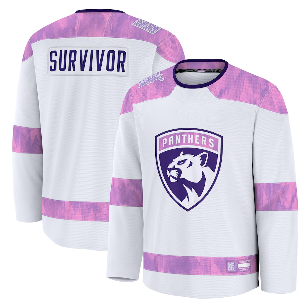 Ndoa F.Panthers White Hockey Fights Cancer Survivor Practice Jerseys