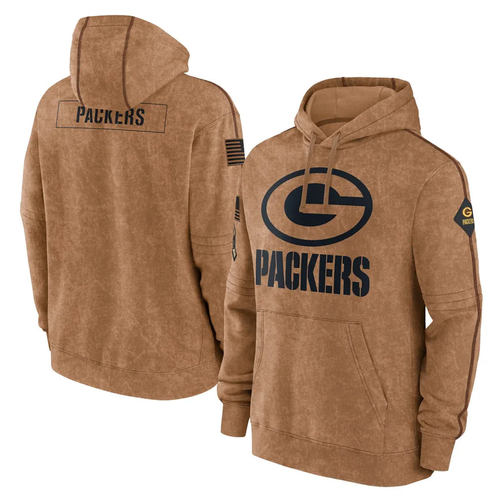 Ndoa GB.Packers Brown Salute to Service Hoodies Limited Game Blank Player Stitched Jerseys