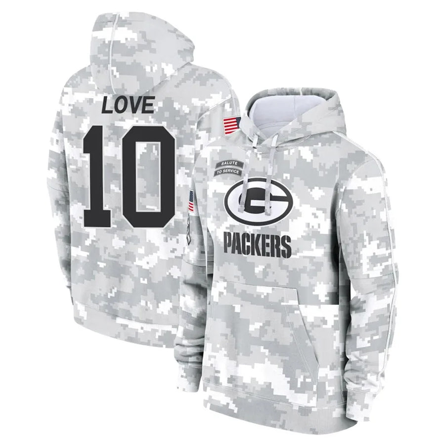Ndoa GB.Packers #10 Jordan Love Player Arctic Camo Salute To Service Hoodies Game Stitched Jerseys