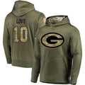 Ndoa GB.Packers #10 Jordan Love Player Olive Salute to Service Pullover Hoodie Game Stitched Jerseys